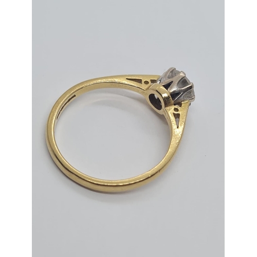 27 - 18ct yellow gold ring with 0.80ct diamond solitaire weight 2.94g and size N1/2.