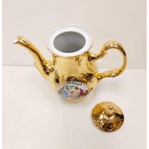 271 - Part of a 'Bernadotte' gold tea set and silver Bavaria teapot.