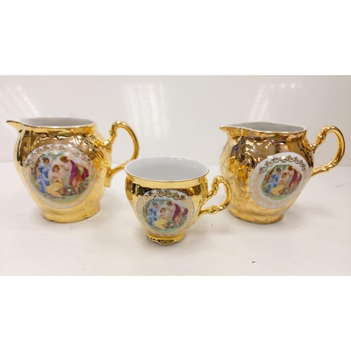 271 - Part of a 'Bernadotte' gold tea set and silver Bavaria teapot.