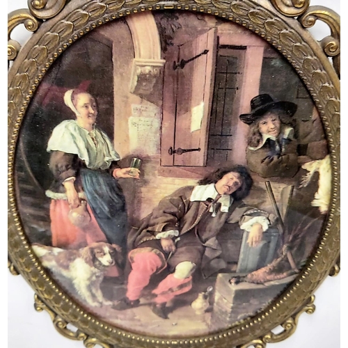 277 - Oval picture of a drunken renaissance 'cad recovering from a hangover' - in a rococo style frame. 31... 