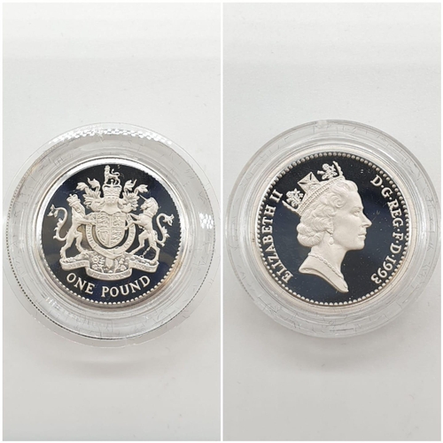 497 - ROYAL MINT 1993 SILVER PIEDFORT £1 COIN SILVER 19G