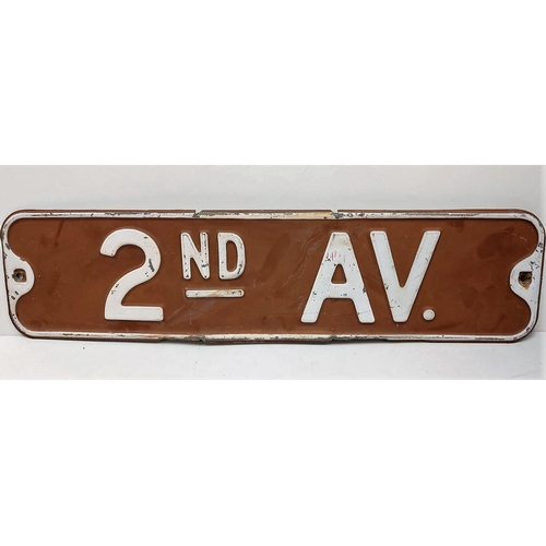 550 - A vintage American 2nd Avenue street sign. 61 x15cm.