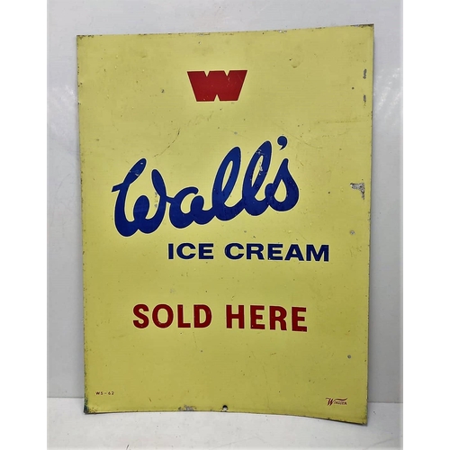 551 - A classic vintage metal plate, large Walls Ice Cream 'Sold Here' sign. 46 x61cm.