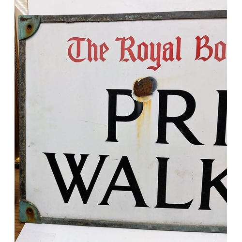 559 - Vintage enamel 'Priory Walk' - Kensington street sign. 92 x 41cm.