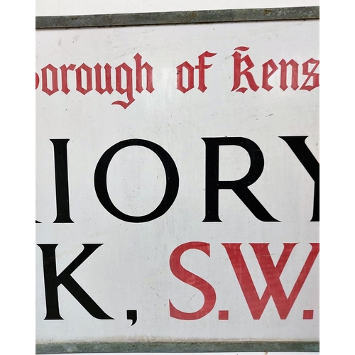 559 - Vintage enamel 'Priory Walk' - Kensington street sign. 92 x 41cm.