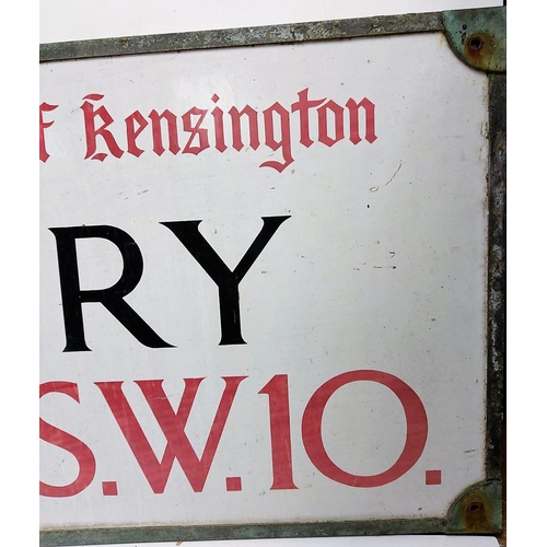 559 - Vintage enamel 'Priory Walk' - Kensington street sign. 92 x 41cm.