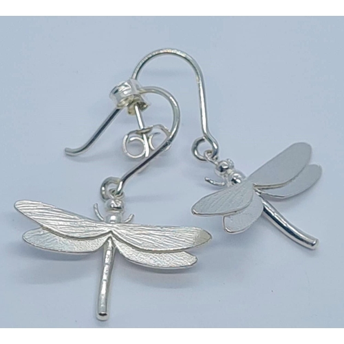 562 - Alex Monroe Dragonfly Hook Earrings in Sterling Silver New unworn, 17x20mm approx