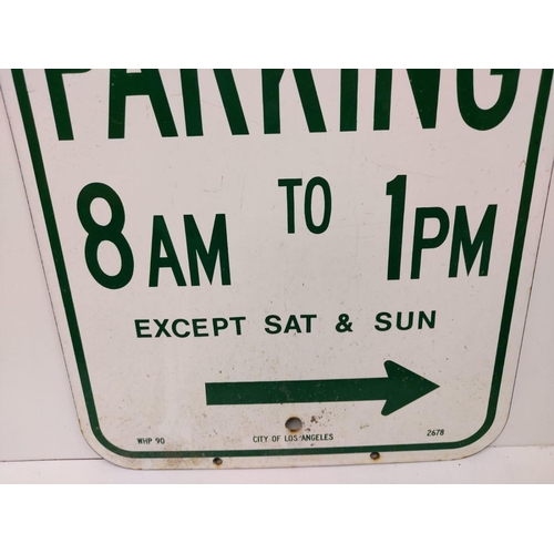 564 - A classic 'Americana metal parking sign '2 hour parking' from the city of Los Angeles. 30 x 46cm.