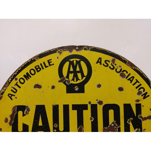 565 - A rare vintage classic! Automobile Association (AA) 'Caution School' circular sign. 61cm diameter.