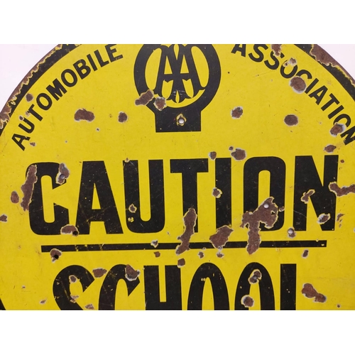 565 - A rare vintage classic! Automobile Association (AA) 'Caution School' circular sign. 61cm diameter.