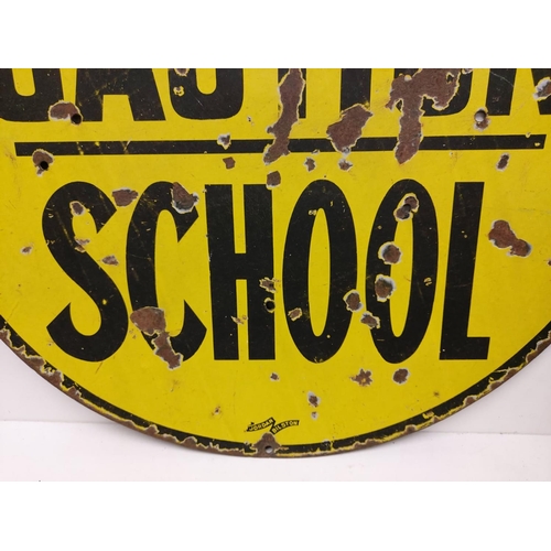 565 - A rare vintage classic! Automobile Association (AA) 'Caution School' circular sign. 61cm diameter.