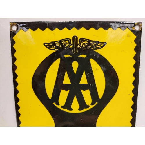 566 - A rare, vintage enamel AA breakdown service sign. 18x23cm.