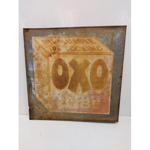 571 - An antique square 'OXO' cube sign. In faded condition. 35x35cm