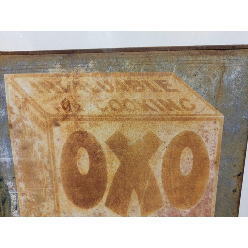 571 - An antique square 'OXO' cube sign. In faded condition. 35x35cm