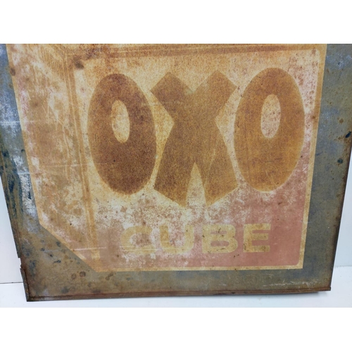 571 - An antique square 'OXO' cube sign. In faded condition. 35x35cm