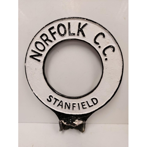 576 - A cast iron circular Norfolk C.C. sign. 32cm diameter.