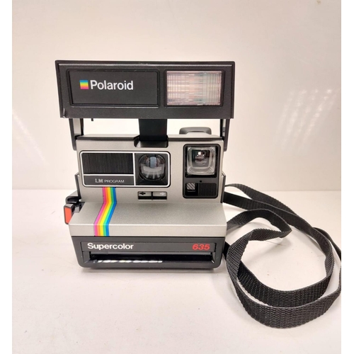 608 - Polaroid Super-colour 635 camera, featuring iconic Polaroid rainbow stripe. Compatible with 600 type... 