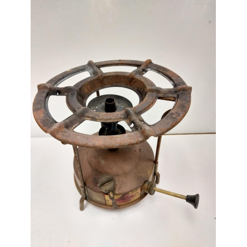 617 - 2 Vintage Paraffin stove burners by Primus. Supplied in separate metal cases. 25cm height.