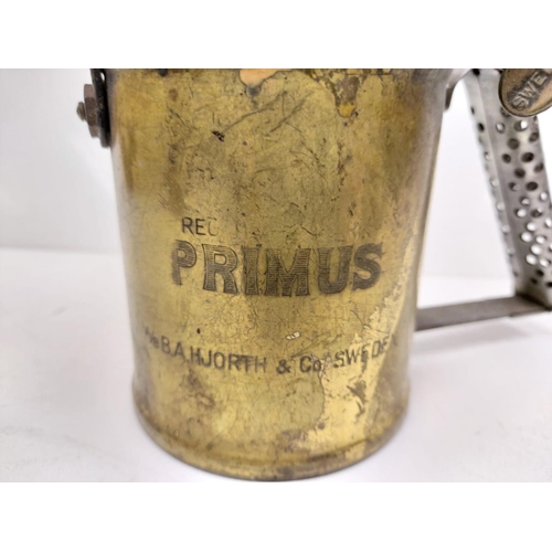 623 - 3 x Vintage brass blow torch lamps made by Primus. 22cm in height.