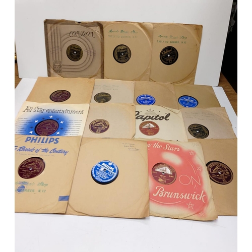 633 - 15 rare vintage 78' records including songs by Bing Crosby & Glen Miller.