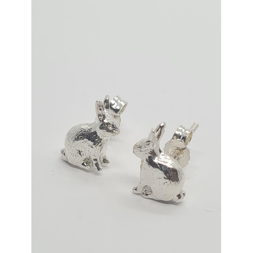 662 - Alex Monroe Sitting Bunny Stud Earrings Sterling Silver New Unworn