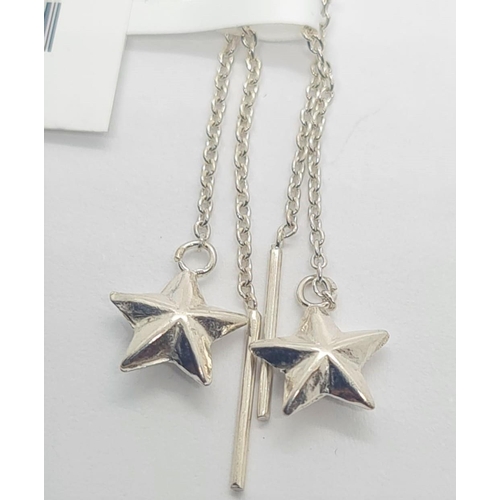 676 - sterling silver star drop earrings