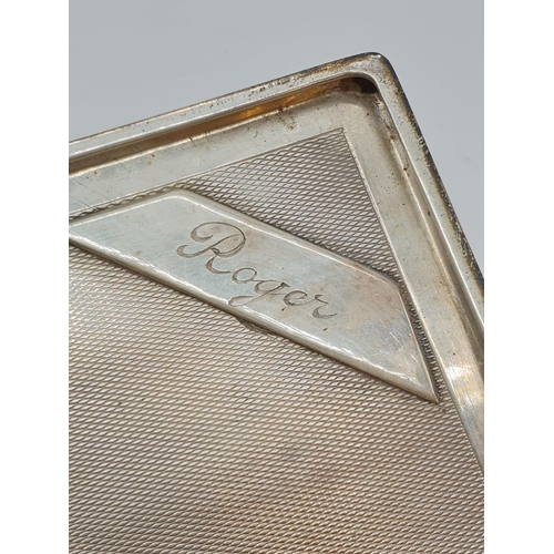 278 - 1920s silver cigarette case, 98.5g and 7x8cm approx