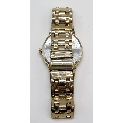 465 - Gents N.Y. wristwatch. Black face, gold tone model. Full working order.