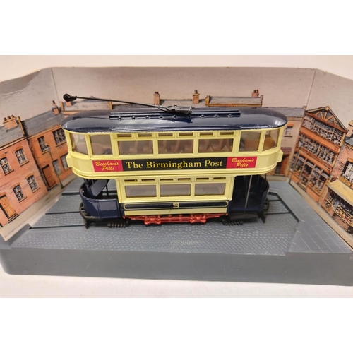 579 - Vintage Corgi diecast tramlines models. Good condition with boxes. 24x12cm.