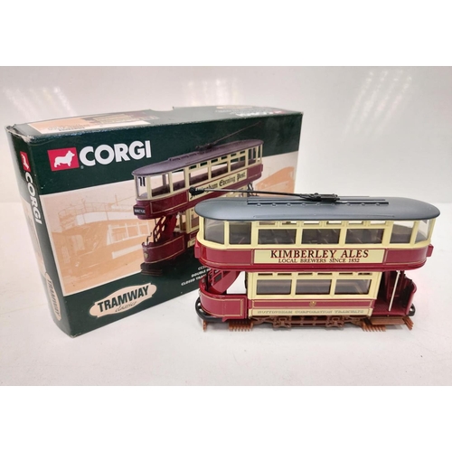 580 - 3 limited vintage Corgi tramway diecast models. Good condition with boxes. 15x10cm.