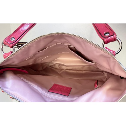 399 - New Coach Tote Bag, Beige canvas with pink trim and interior. 46cm x 38cm.