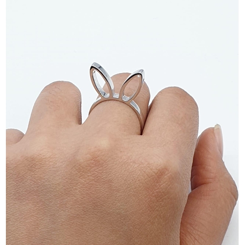 471 - Sterling Silver Playboy bunny ring, weight 3.7g and size M