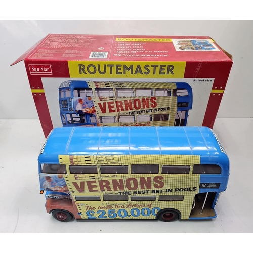 509 - A limited edition Sunstar 1958 diecast Routemaster model bus with Vernons Pools advertisement banner... 