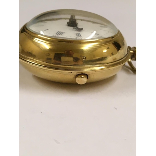 1 - Antique c1700s yellow metal verge Fusee pocket watch and solid gold pocket key , ticking but no guar... 