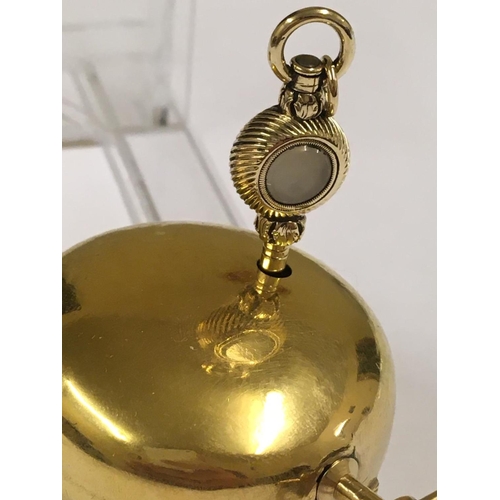 1 - Antique c1700s yellow metal verge Fusee pocket watch and solid gold pocket key , ticking but no guar... 