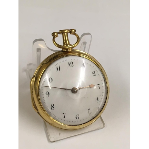 326 - Antique yellow metal verge Fusee pocket watch ticking but no guarantees