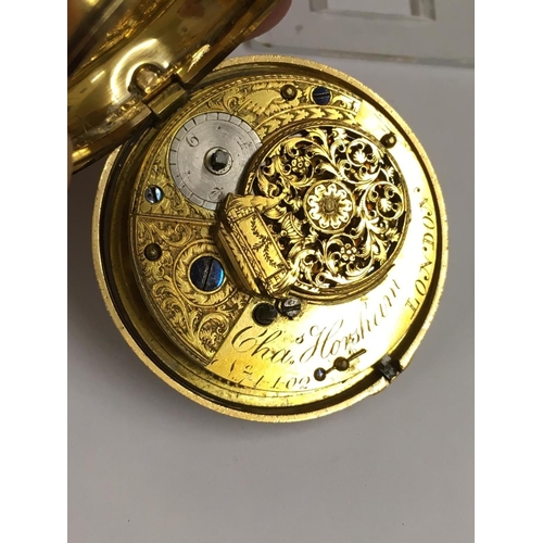 326 - Antique yellow metal verge Fusee pocket watch ticking but no guarantees