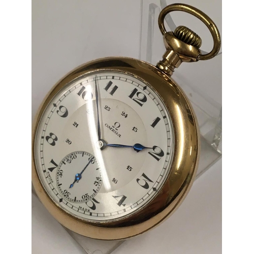 418 - Vintage omega pocket watch Canadian case ( working ) but no guarantees