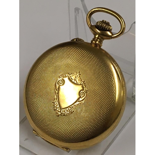 439 - Vintage yellow metal pocket watch & box ( working but no guarantees )