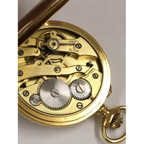 439 - Vintage yellow metal pocket watch & box ( working but no guarantees )