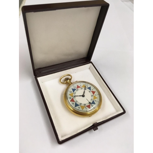 439 - Vintage yellow metal pocket watch & box ( working but no guarantees )