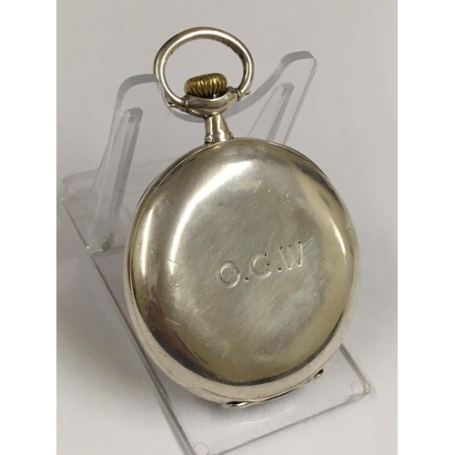 69 - Vintage solid silver Masonic omega pocket watch ( working when tested.