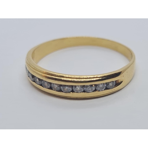 229 - 18ct gold diamond set half eternity ring, weight 1.8g approx with 0.20ct diamond and size K