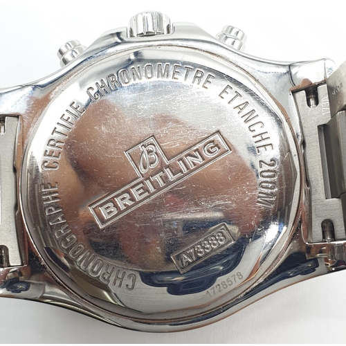 19 - Breitling Colt chronometer gents watch, black face with twist bezel and steel strap, 46mm case.