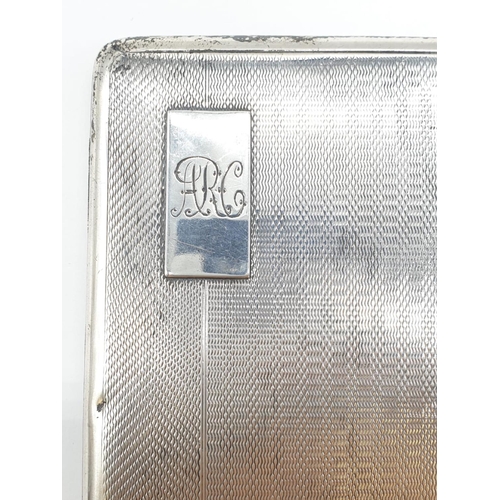 279 - Silver cigarette case Birmingham 1937 with monogram ARG , weight 202g and 17x8cm approx