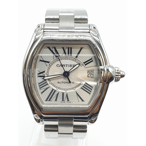 287 - Cartier automatic gents watch stainless steel with Roman numerals and Datebox, 42mm case