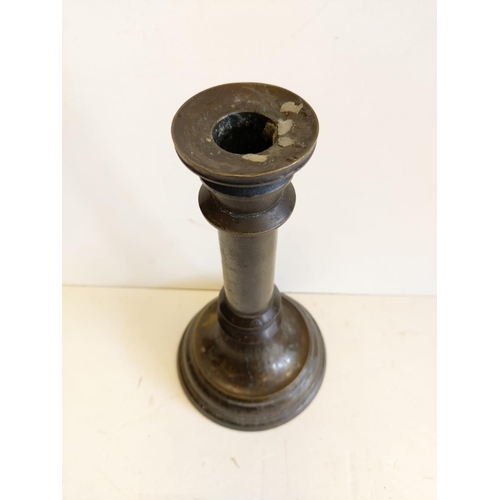 665 - A pair of Victorian brass candlesticks.