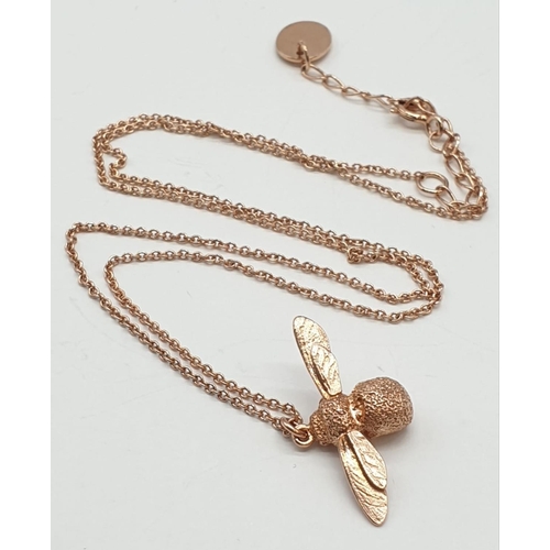 474 - Alex Monroe Baby Bee Necklace set in Sterling Silver with Rose Gold Vermeil, weight 4.4g and pendant... 