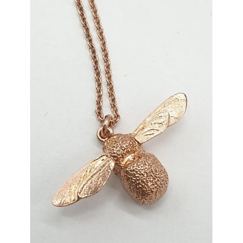 474 - Alex Monroe Baby Bee Necklace set in Sterling Silver with Rose Gold Vermeil, weight 4.4g and pendant... 