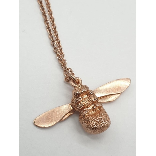 474 - Alex Monroe Baby Bee Necklace set in Sterling Silver with Rose Gold Vermeil, weight 4.4g and pendant... 